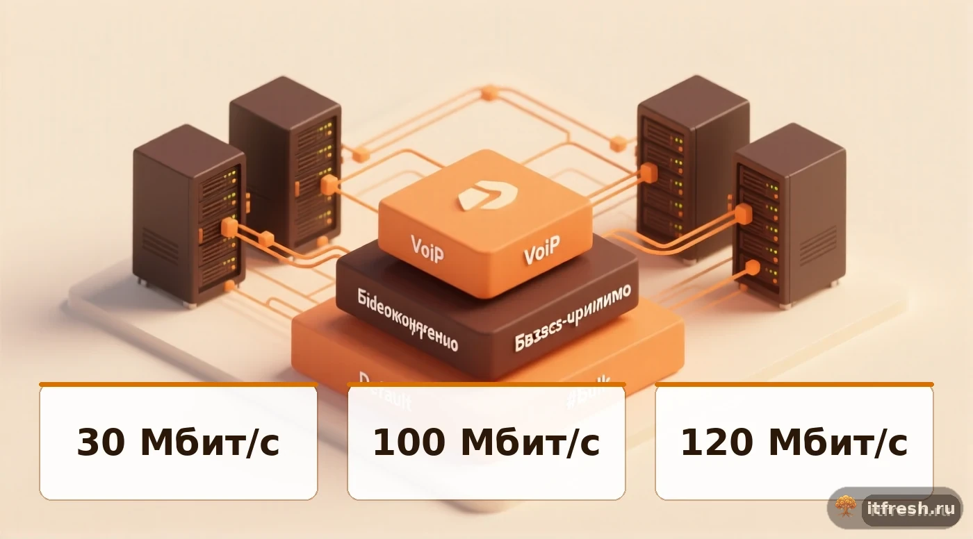 Диаграмма приоритетов QoS Mikrotik для VoIP, видеоконференций, бизнес-приложений и обновлений