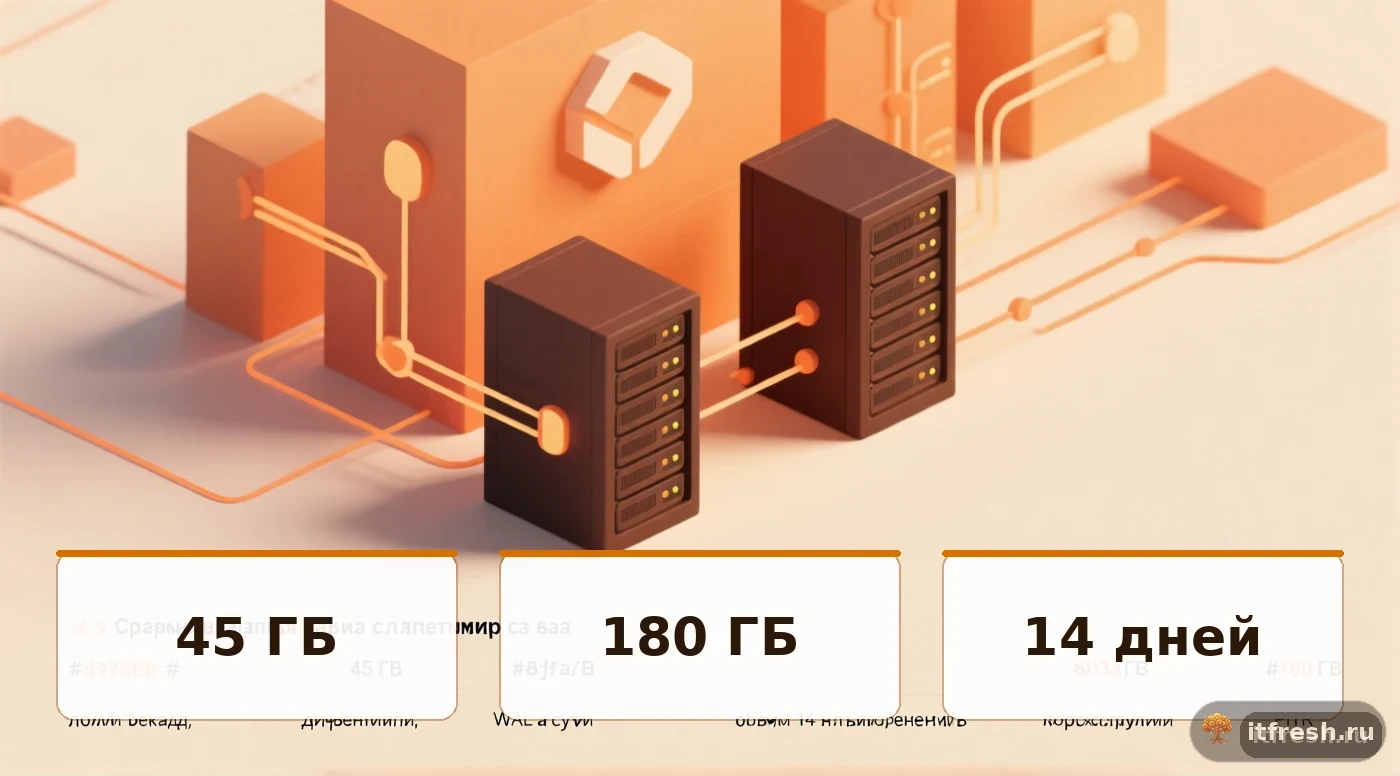 Сравнение параметров бэкапа PostgreSQL для баз 45 ГБ и 180 ГБ