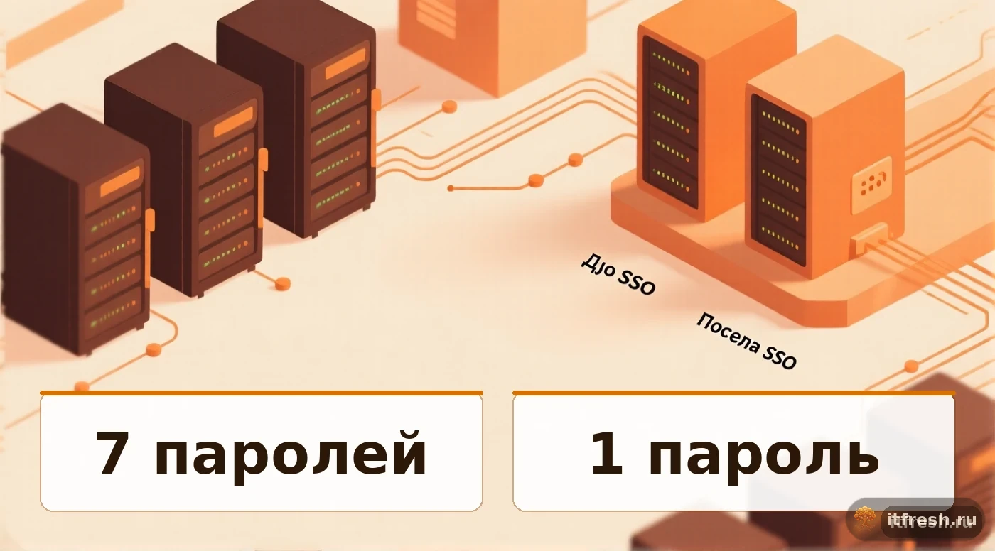 Сравнение количества паролей до и после внедрения SSO