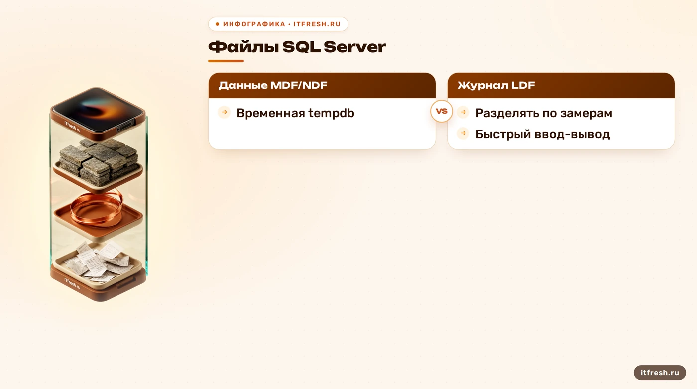 Сравнение размещения файлов данных, журнала и tempdb SQL Server