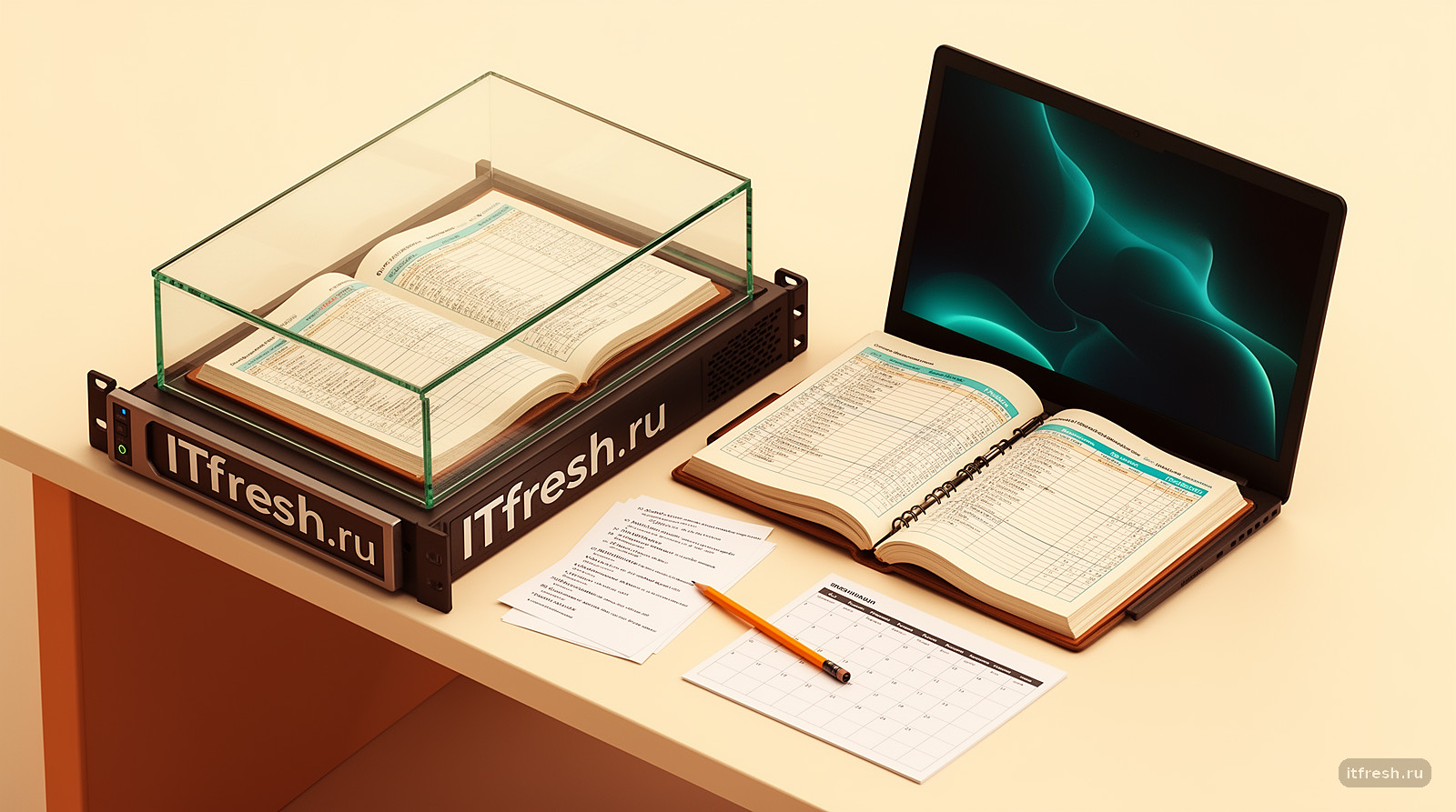 Две бухгалтерские книги показывают безопасную проверку обновления 1С