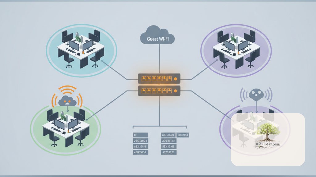 Сеть в офисе на 10-50 рабочих мест: VLAN, гостевой Wi-Fi и IP-адресация