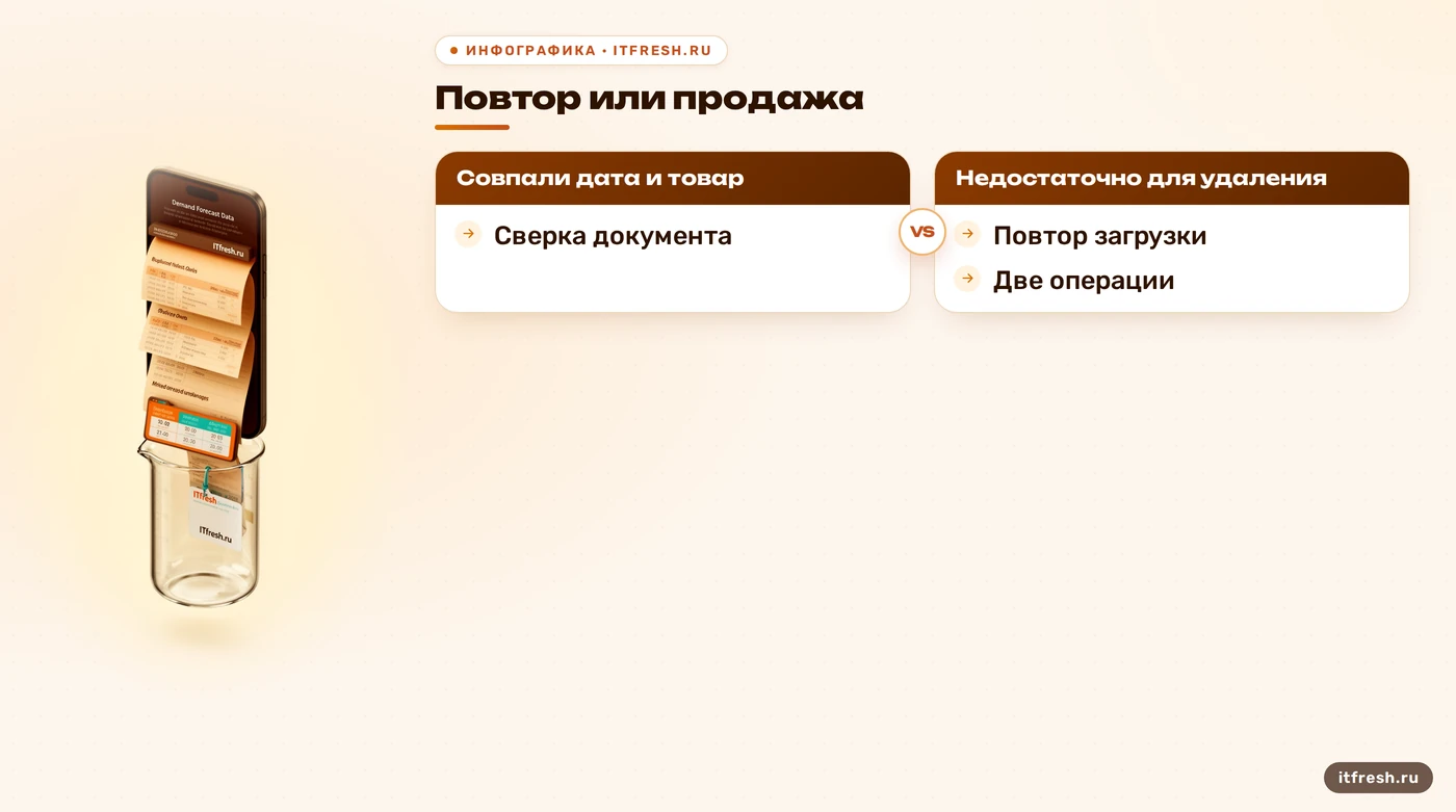 Сравнение проверки дублей продаж по документам 1С