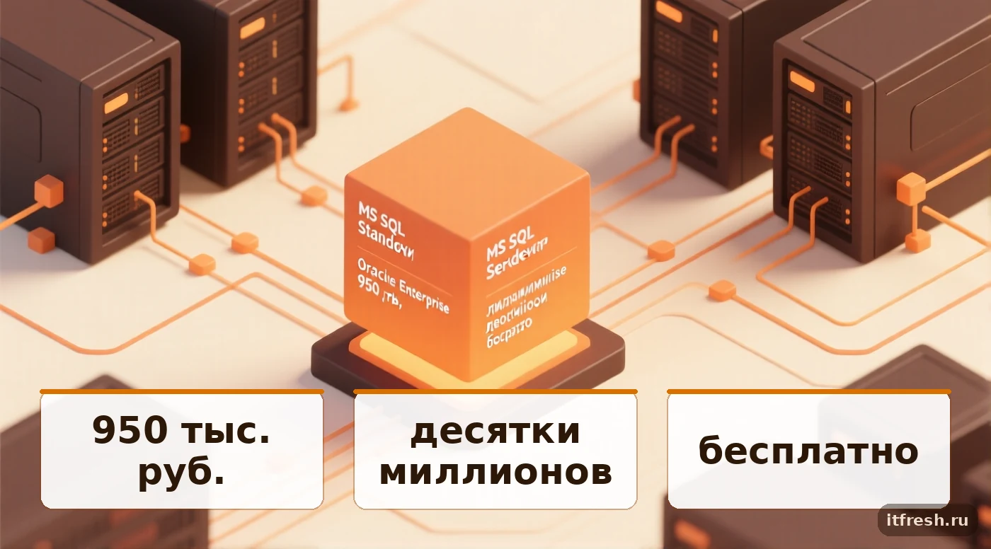 Сравнение стоимости лицензий MS SQL Server, Oracle Enterprise и PostgreSQL