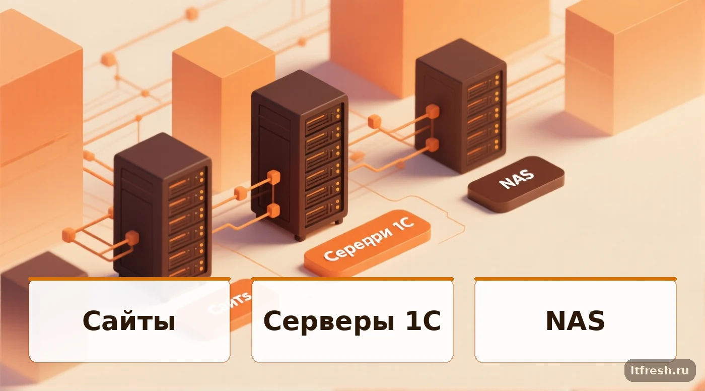 Сравнение частоты взломов сайтов, серверов 1С и NAS в корпоративной инфраструктуре
