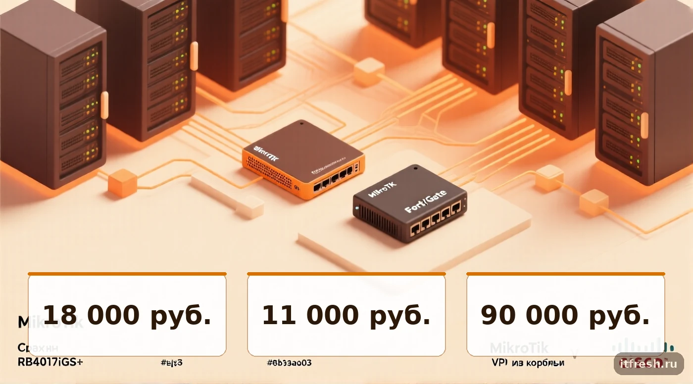 Сравнение стоимости оборудования MikroTik и Cisco/FortiGate для VPN-туннелей