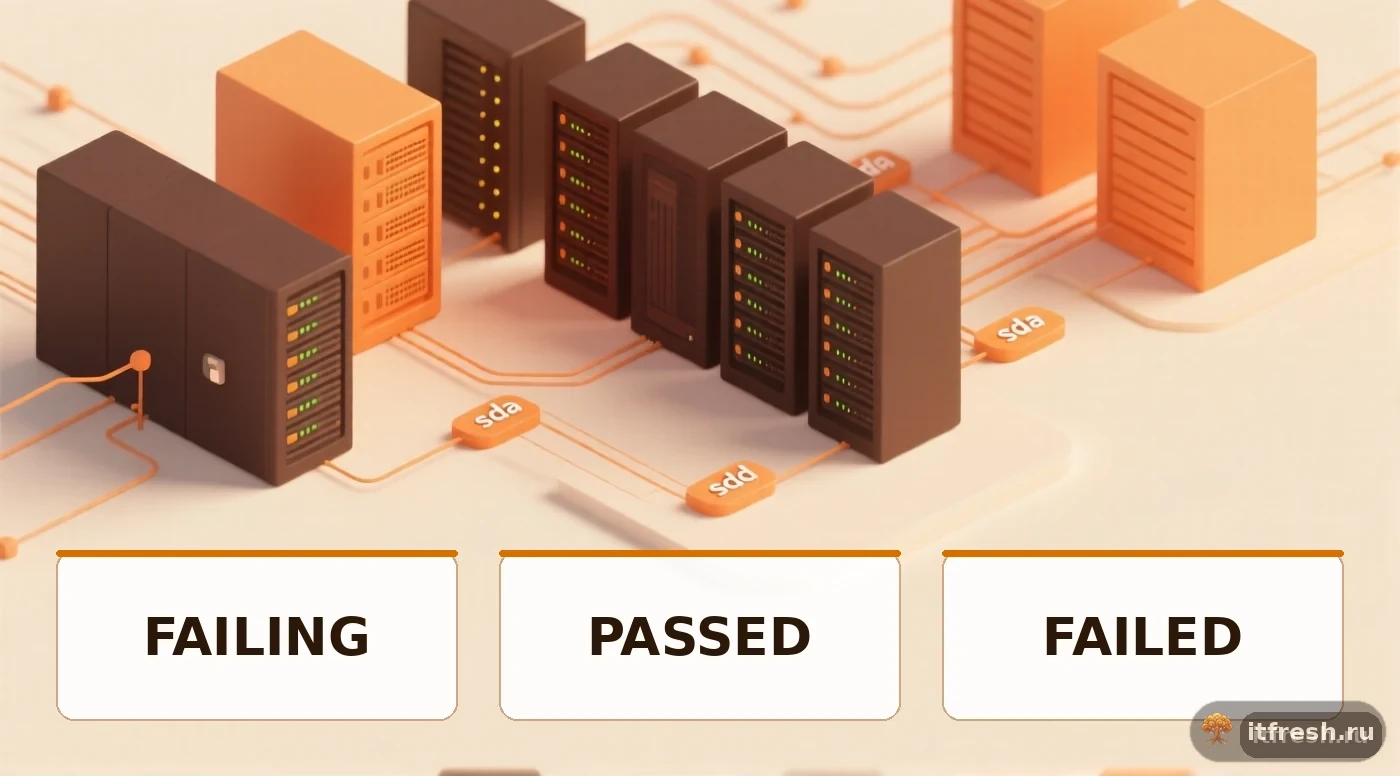 Сравнение состояния дисков RAID5 по SMART: WD Red Pro 4TB с показателями Reallocated_Sector и Power_On_Hours