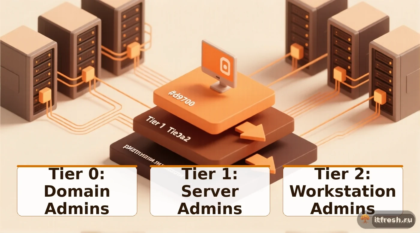 Трёхуровневая модель администрирования Active Directory: Tier 0, Tier 1, Tier 2, Domain Admins, Server Admins, Workstation Admins
