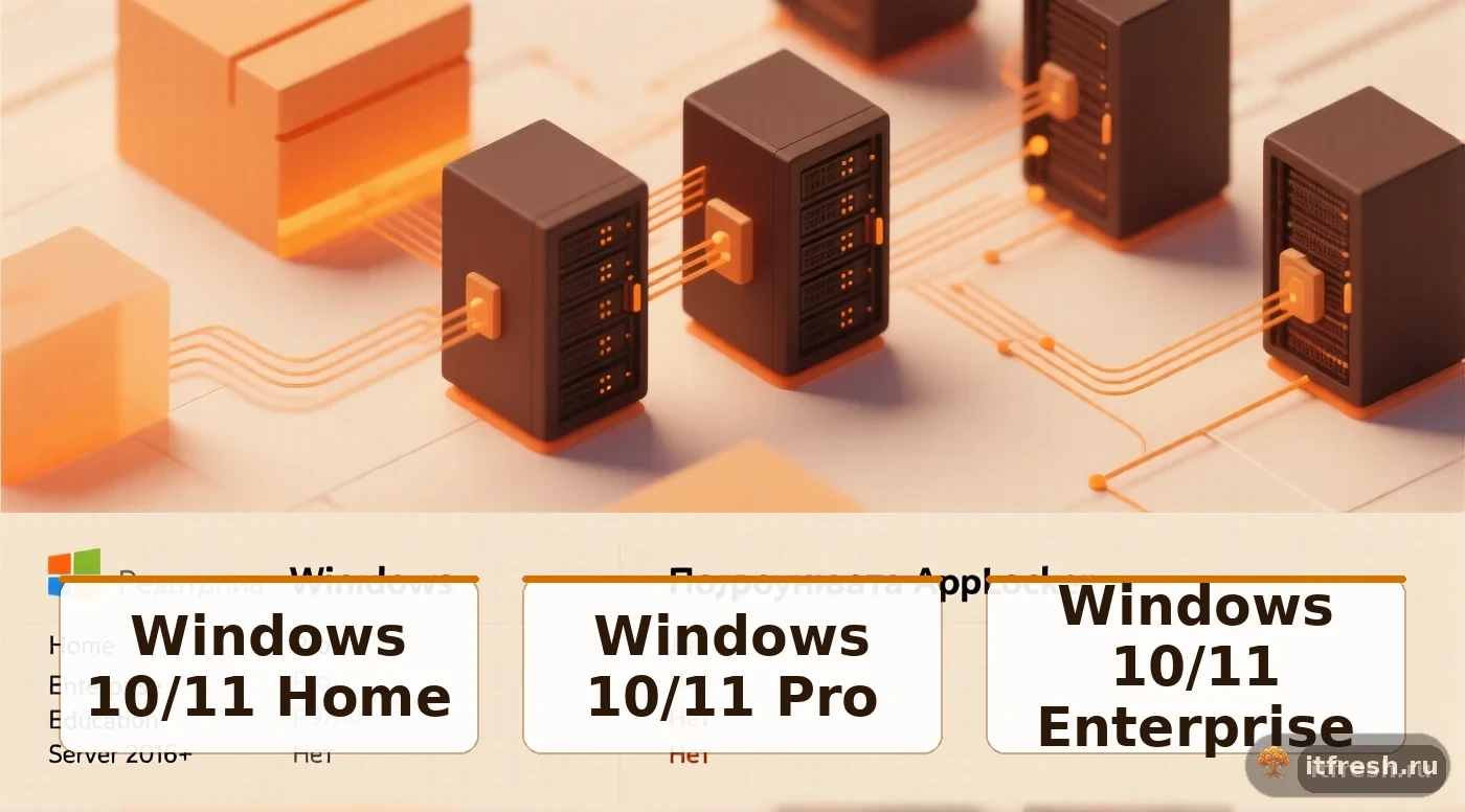 Сравнение поддержки AppLocker в разных редакциях Windows 10 и 11