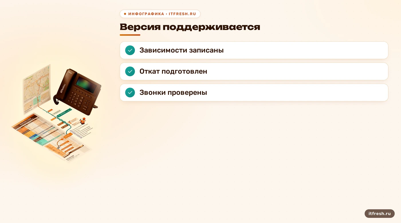Контрольный список перед обновлением рабочей АТС