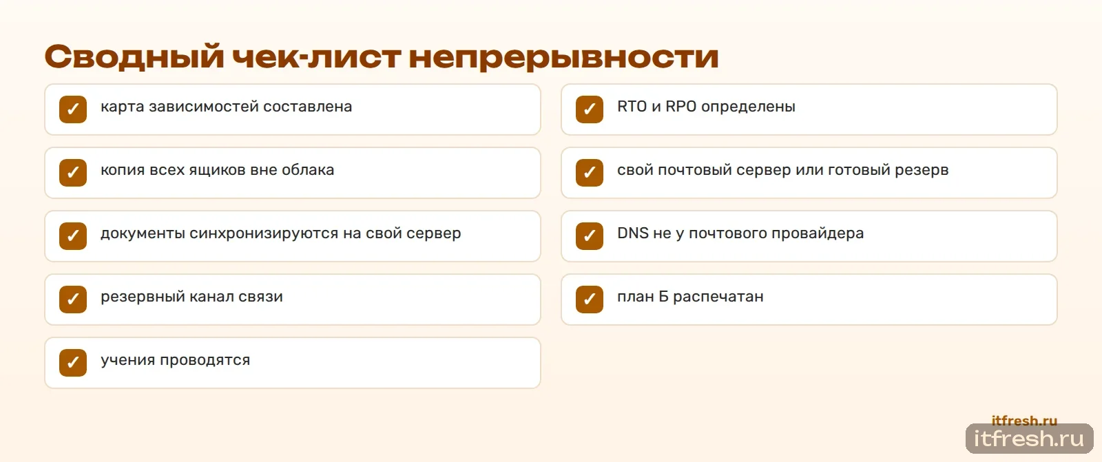Сводный чек-лист непрерывности