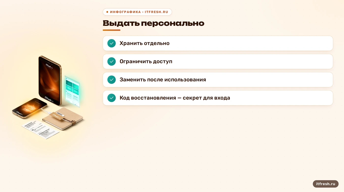 Чеклист безопасного хранения и замены одноразовых кодов MFA