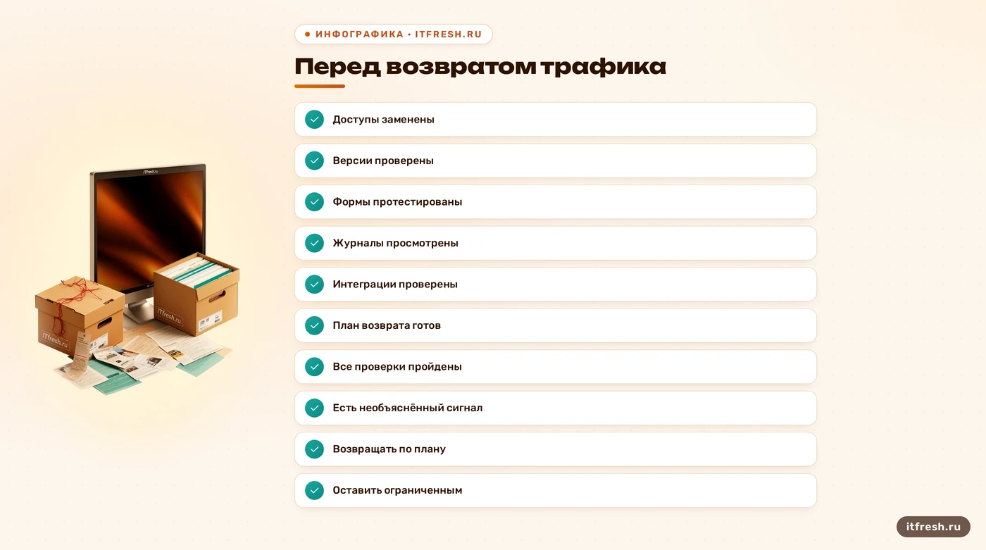 Чек-лист проверки CMS до возврата сайта в публичный доступ