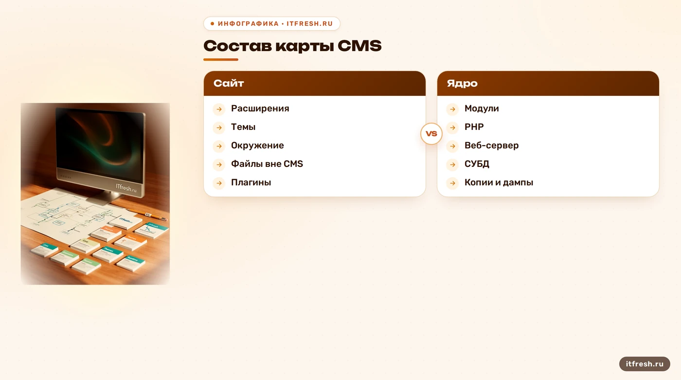 Схема состава инвентаризации CMS: компоненты и окружение