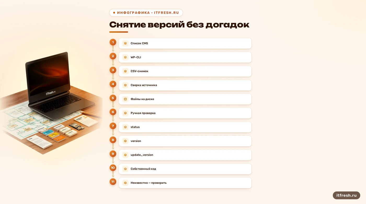 Порядок инвентаризации версий CMS и ручной проверки