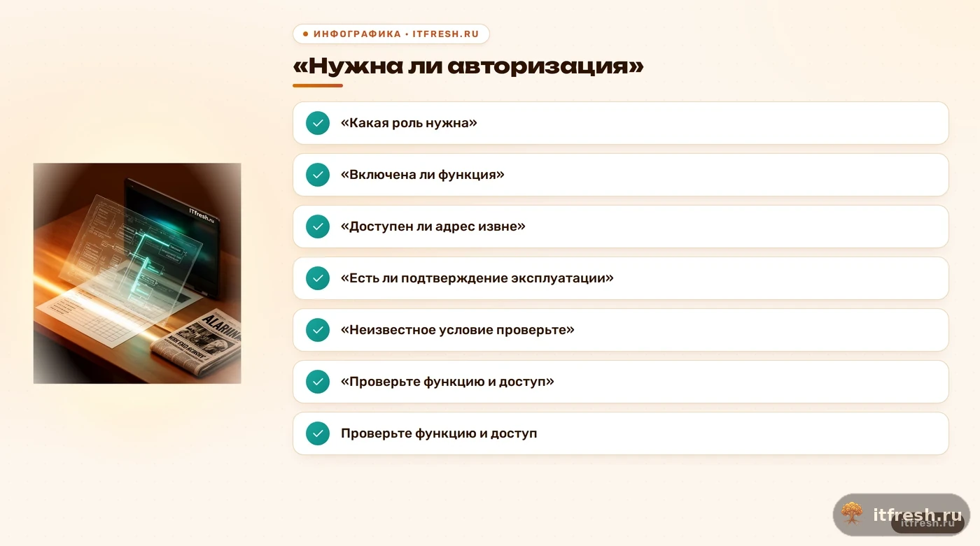 Чек-лист условий эксплуатации уязвимости CMS: авторизация, роль, функция, доступность, эксплойт