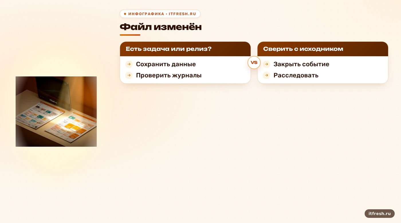 Порядок проверки сигнала об изменении файлов CMS