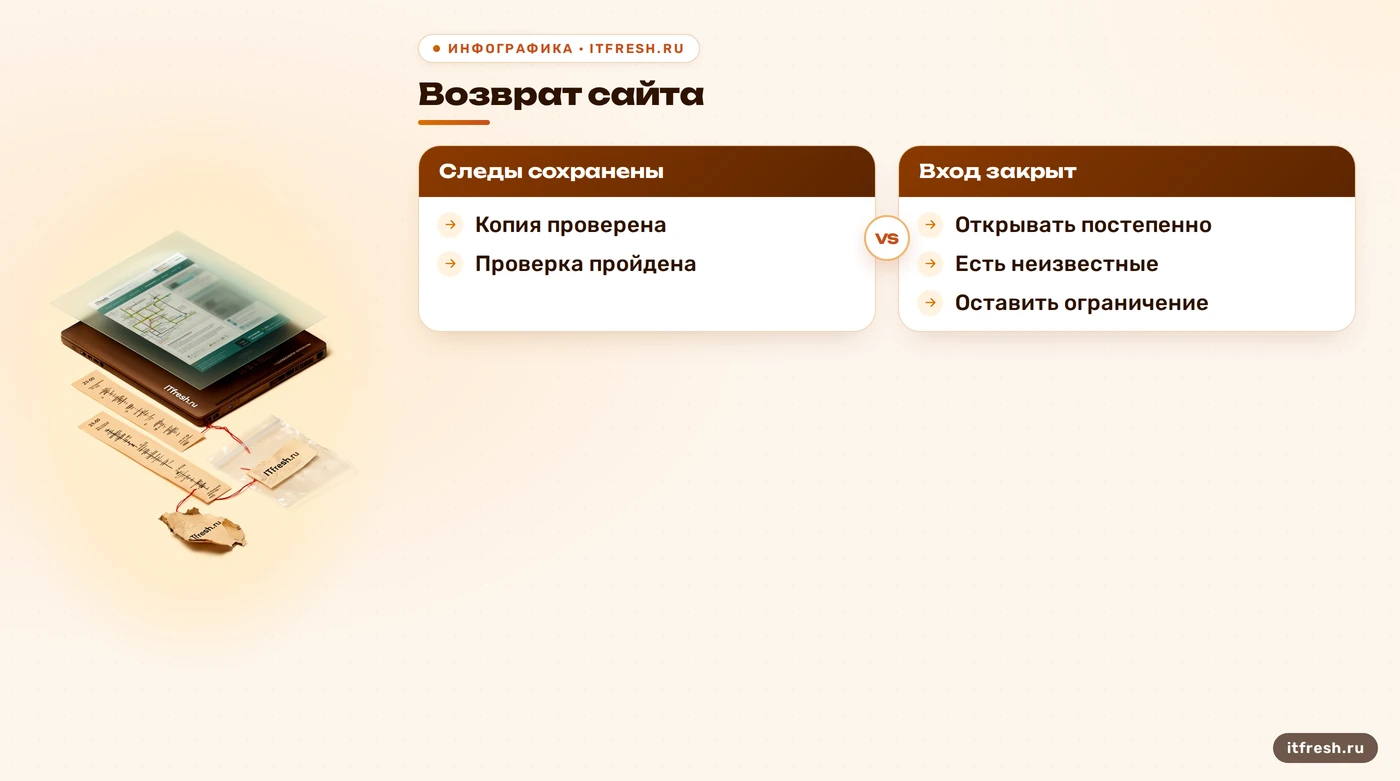 Дерево решений для безопасного возвращения сайта после взлома