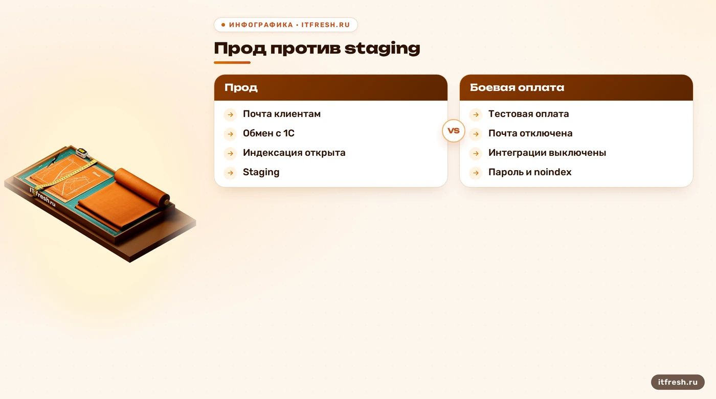 Сравнение рабочего сайта и staging-копии: что отключить на копии перед проверкой обновления