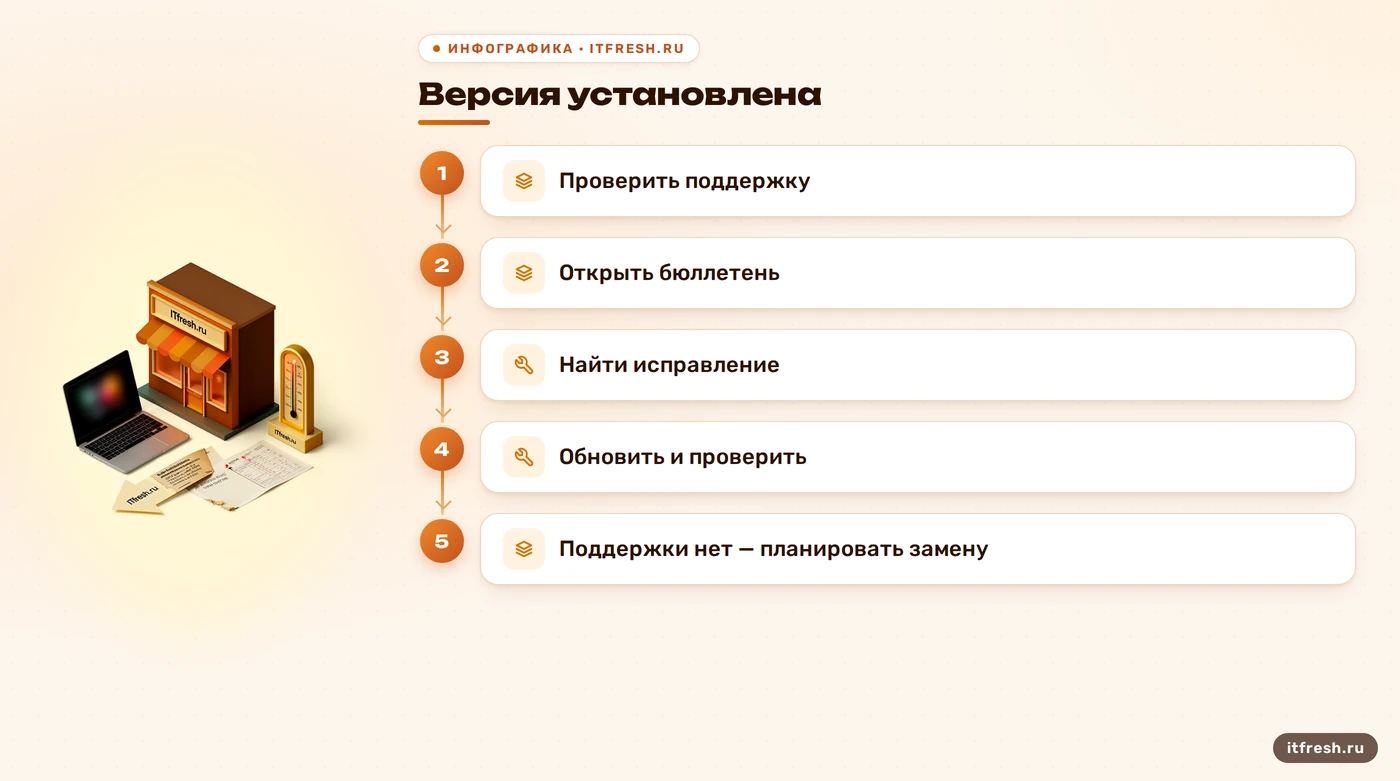 Схема проверки версии и поддержки компонентов CMS