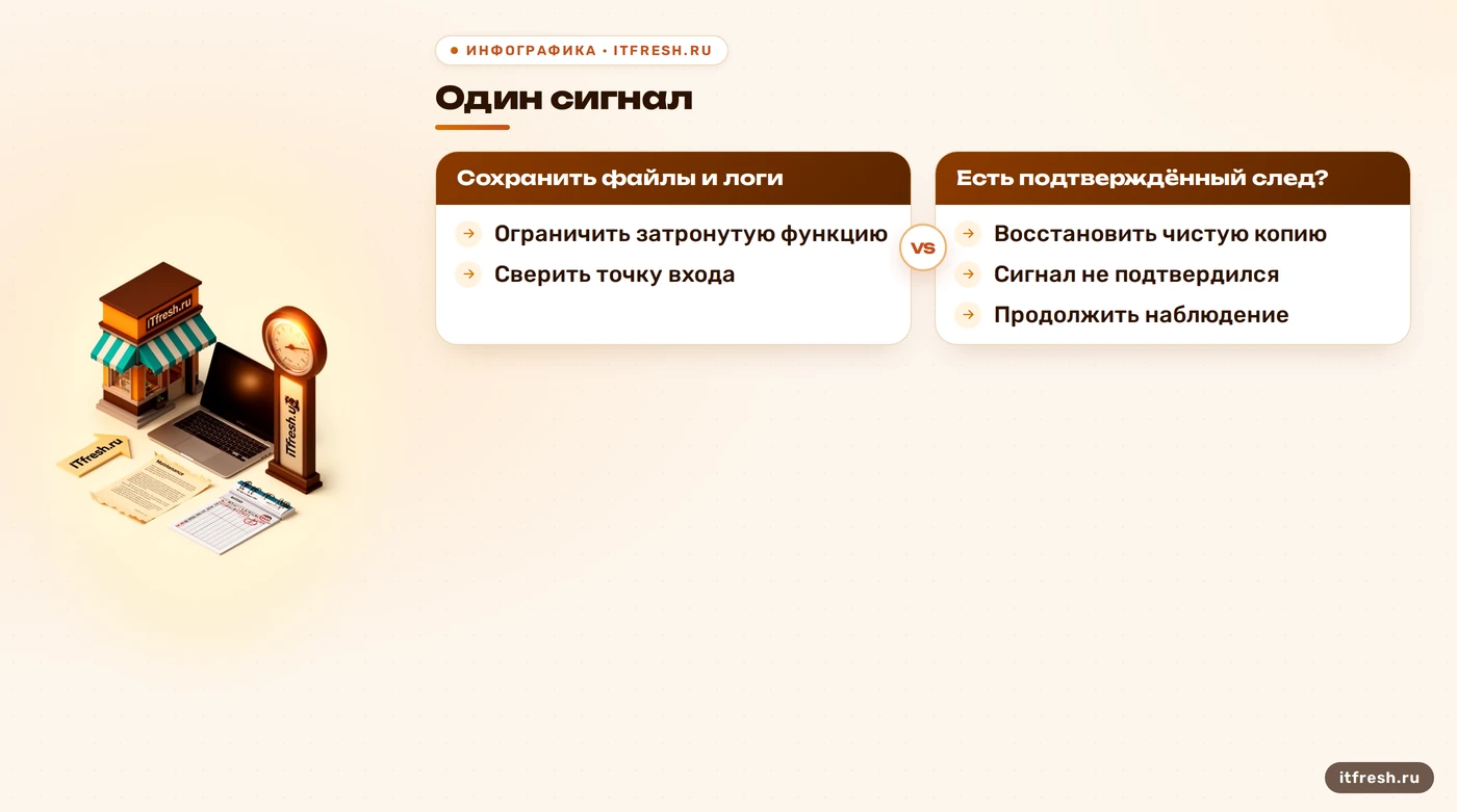 Дерево действий при подозрении на взлом CMS