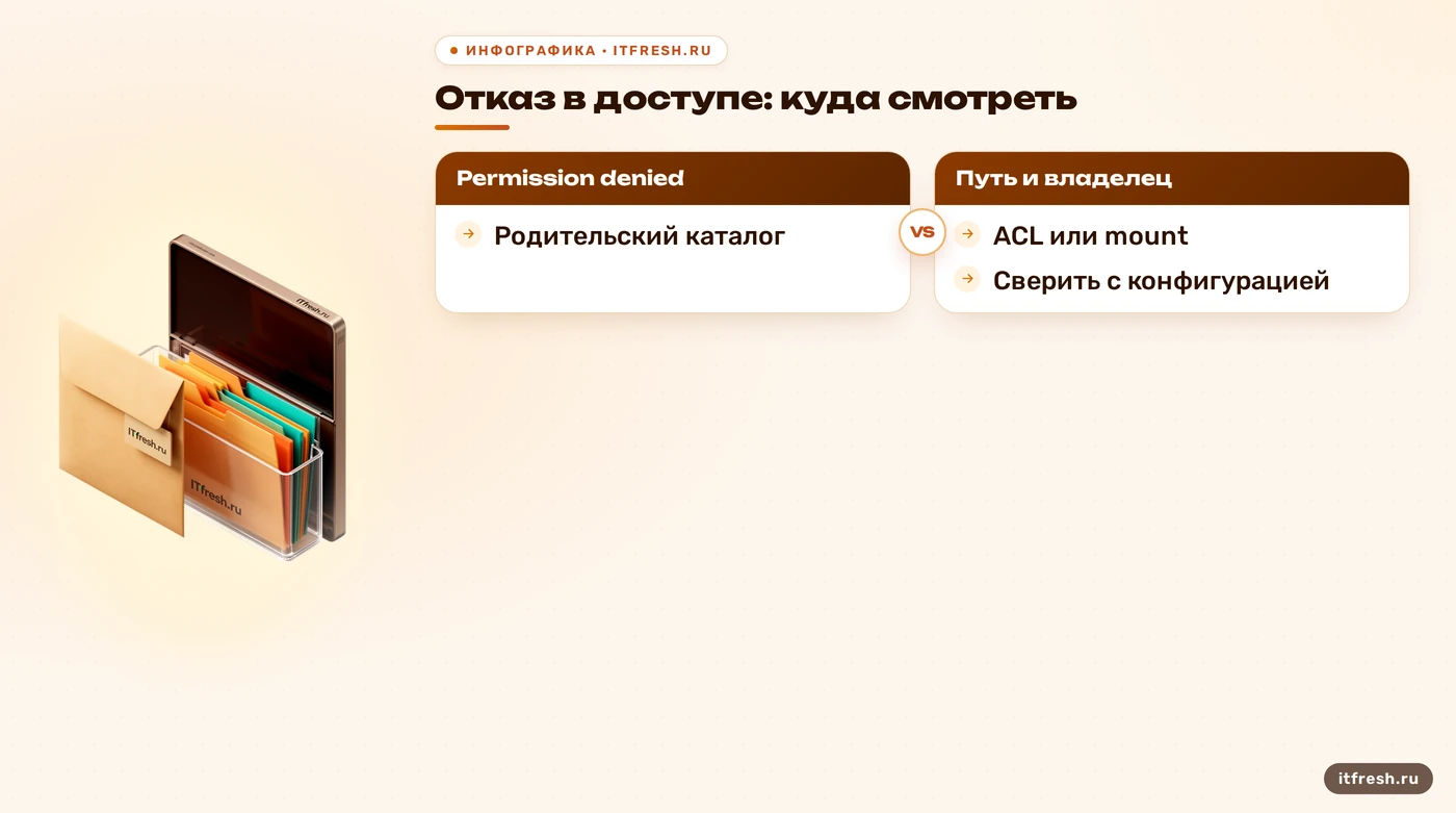 Дерево причин ошибки Permission denied на почтовом сервере