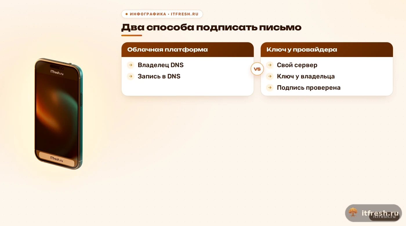 Сравнение ответственности за DKIM в облачной почте и на собственном сервере