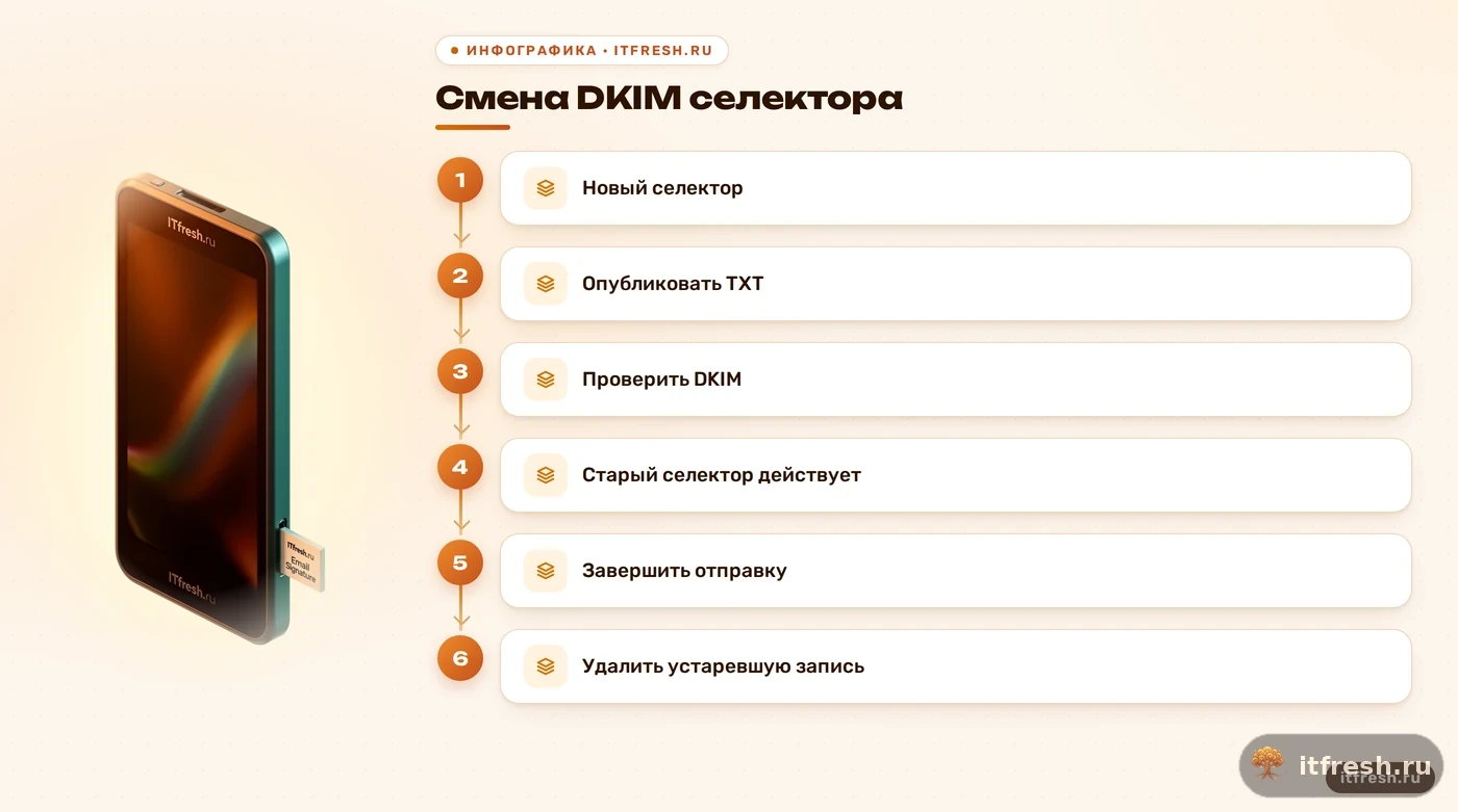 Безопасная ротация селектора DKIM при миграции почты