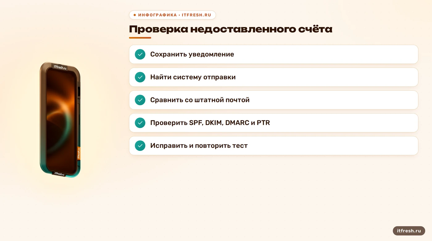 Чеклист помогает последовательно проверить недоставленный счёт