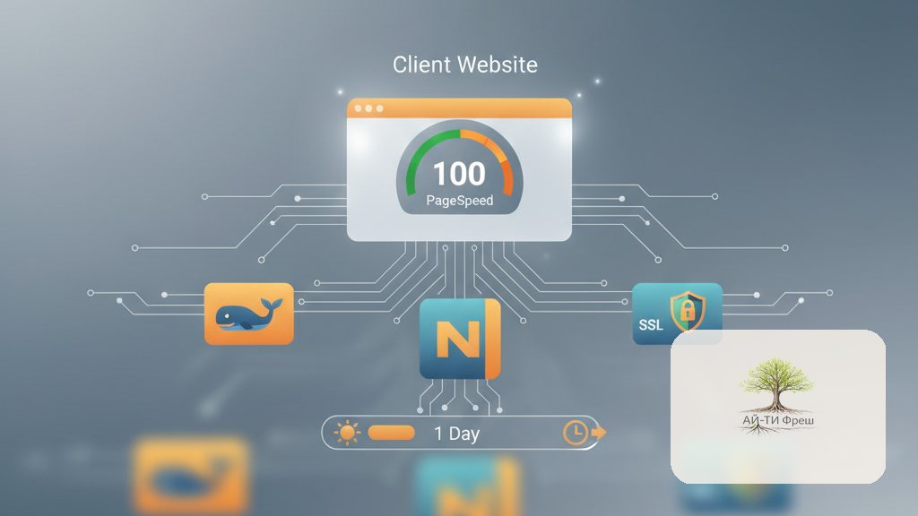 Сайт клиента: 100 баллов PageSpeed на Docker + nginx + SSL за 1 день