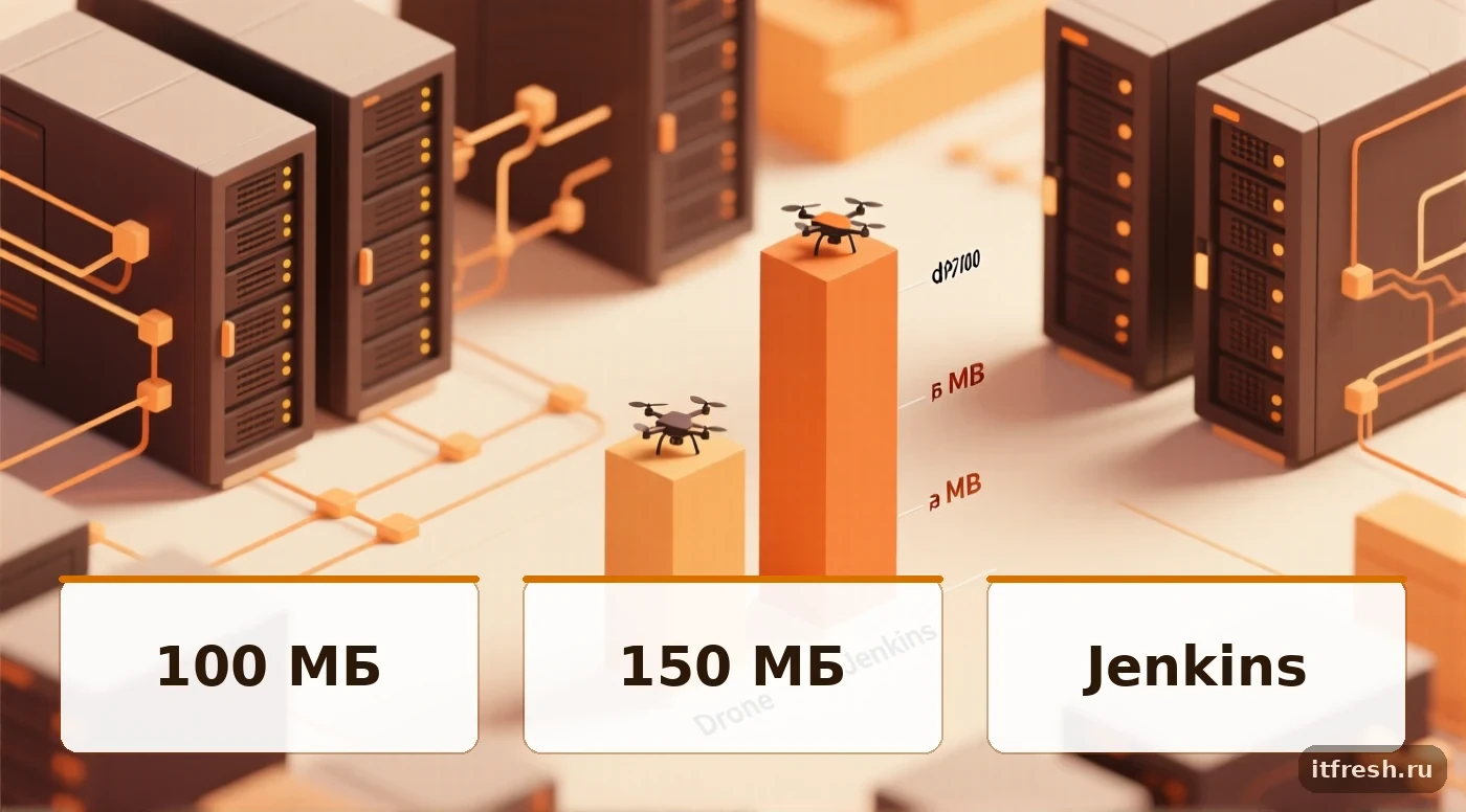 Сравнение потребления памяти Drone и Jenkins