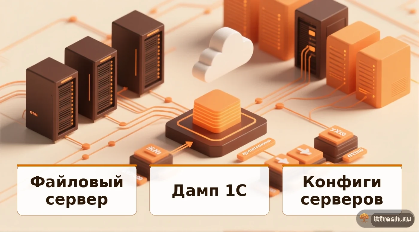 Схема архитектуры бэкапа с использованием Duplicati и облачных хранилищ