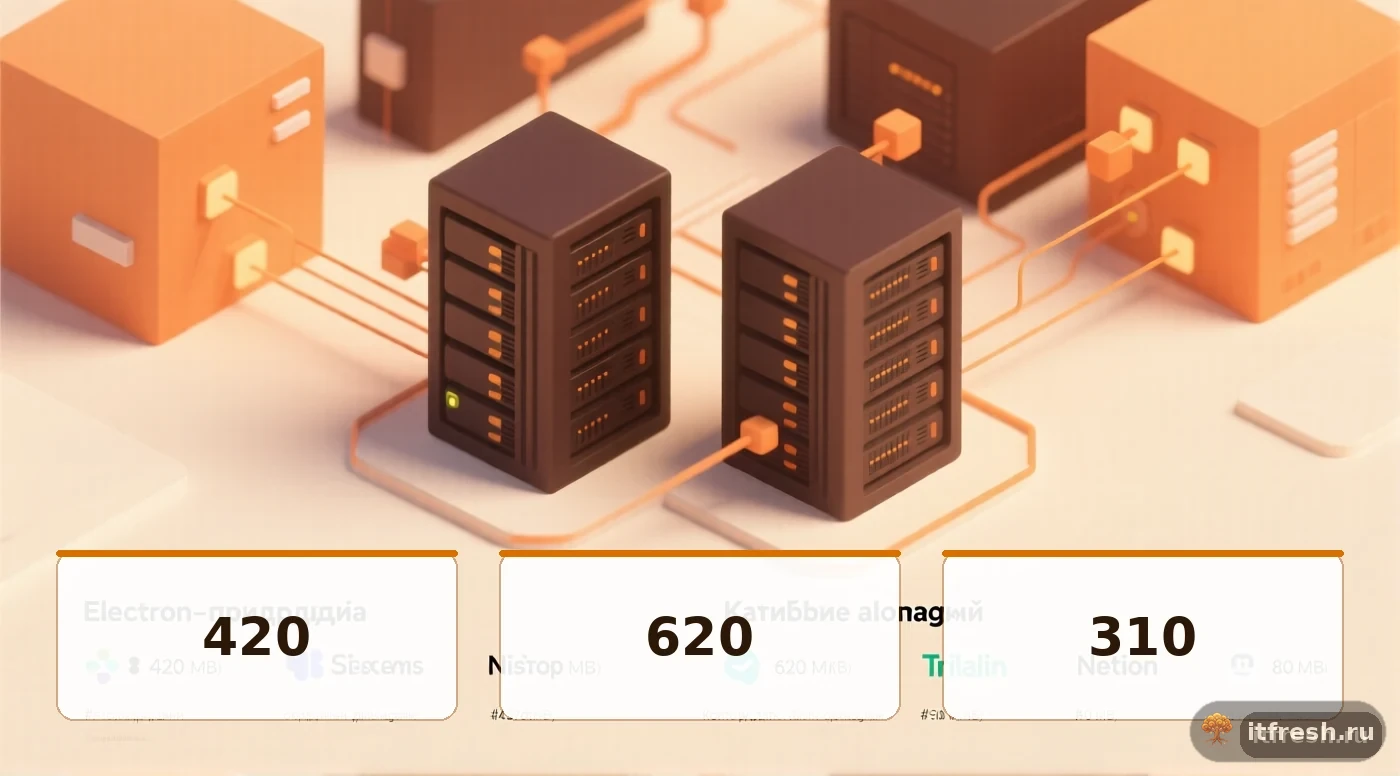 Сравнение потребления памяти Electron-приложений и их нативных аналогов