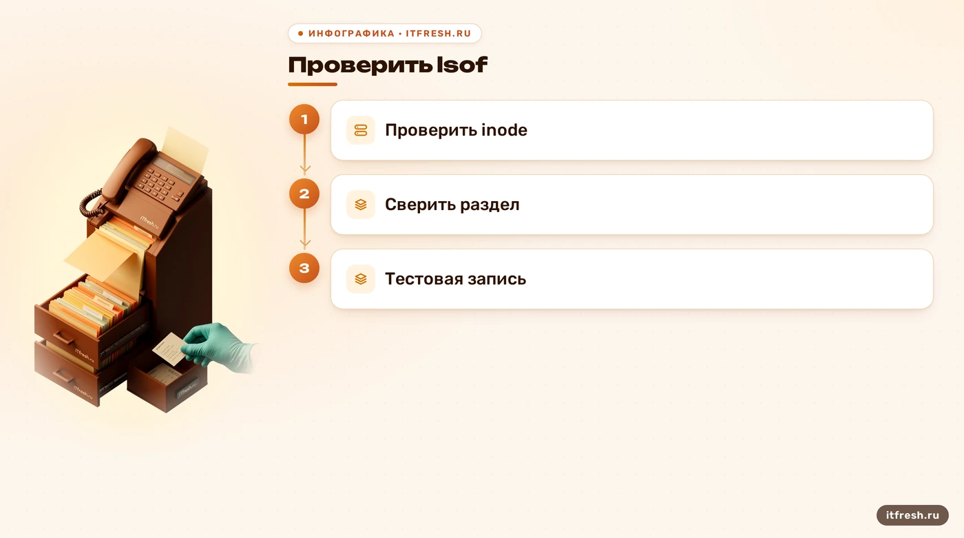 Порядок диагностики занятого места после удаления файлов