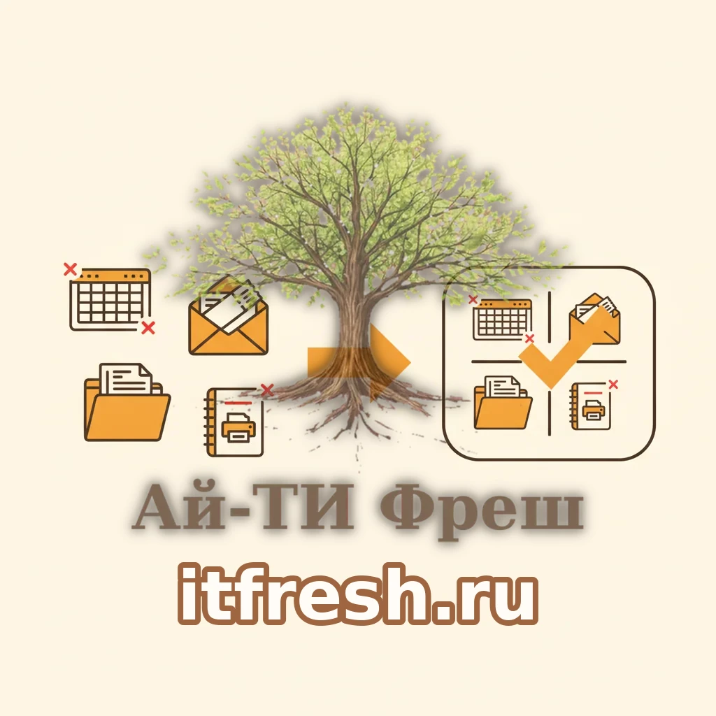 Схема «один продукт вместо четырёх»: Excel с парком техники, заявки в почте, папка договоров и тетрадь картриджей заменяются единой системой GLPI