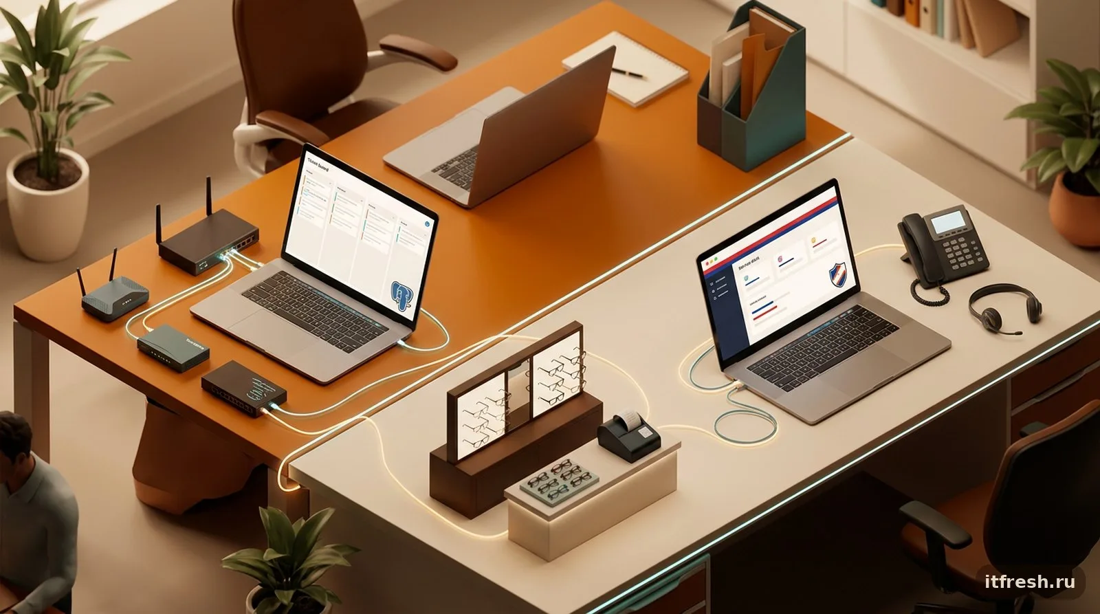 GLPI и российский service desk на двух экранах рядом со стойкой салона оптики — выбор между открытым и локальным решением