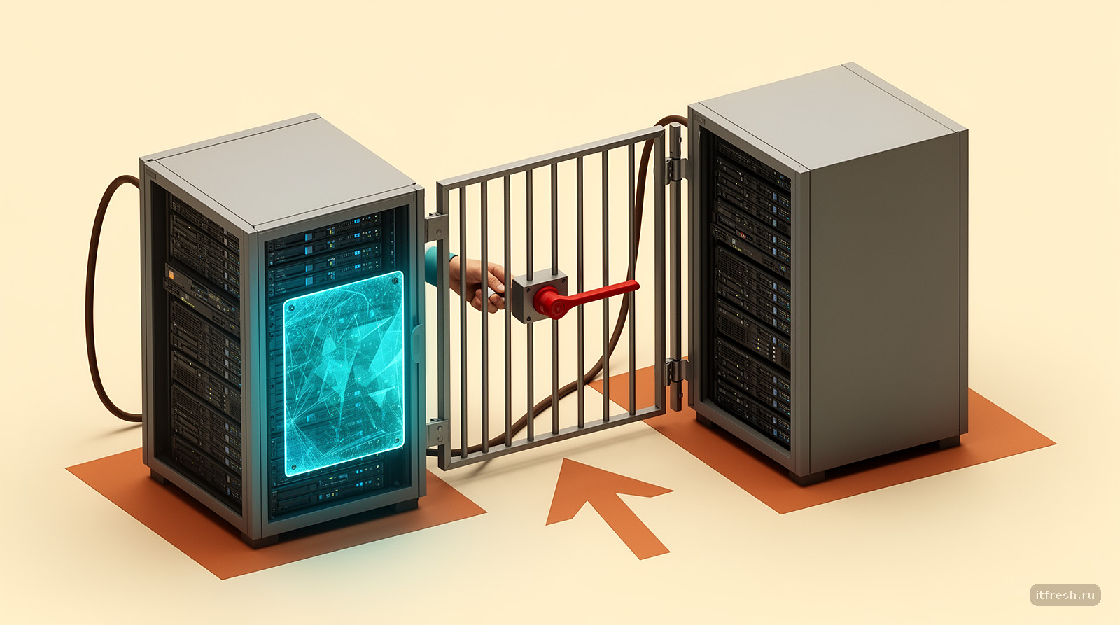 Два сервера Hyper-V-кластера и шлюз точки невозврата при повышении функционального уровня