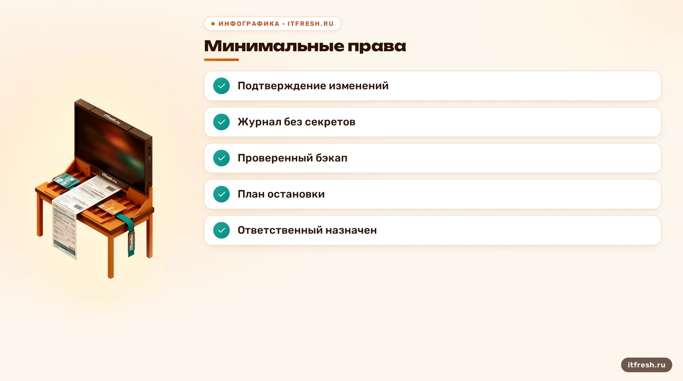 Чек-лист безопасности и контроля перед рабочим запуском агента