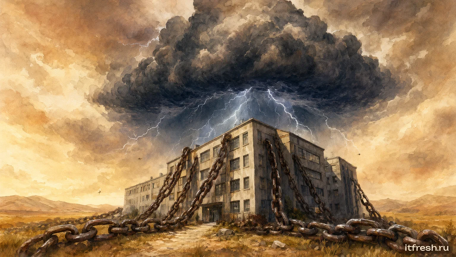 Компания в заложниках у облака — акварель