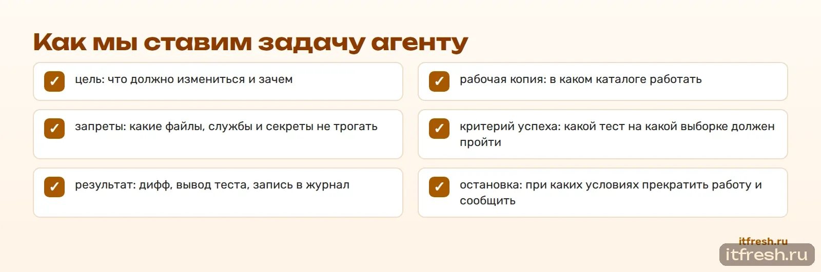 Как мы ставим задачу агенту