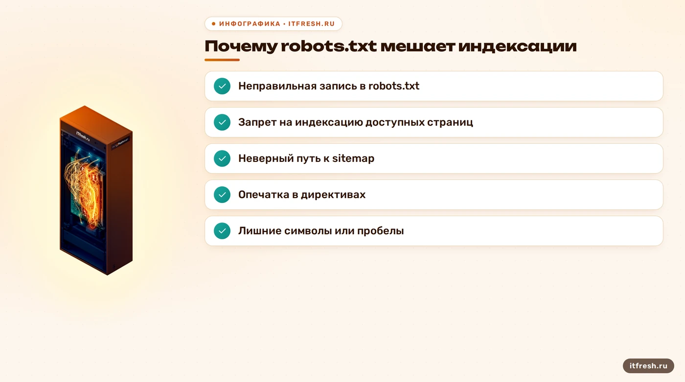 Почему robots.txt мешает индексации: Неправильная запись в robots.txt