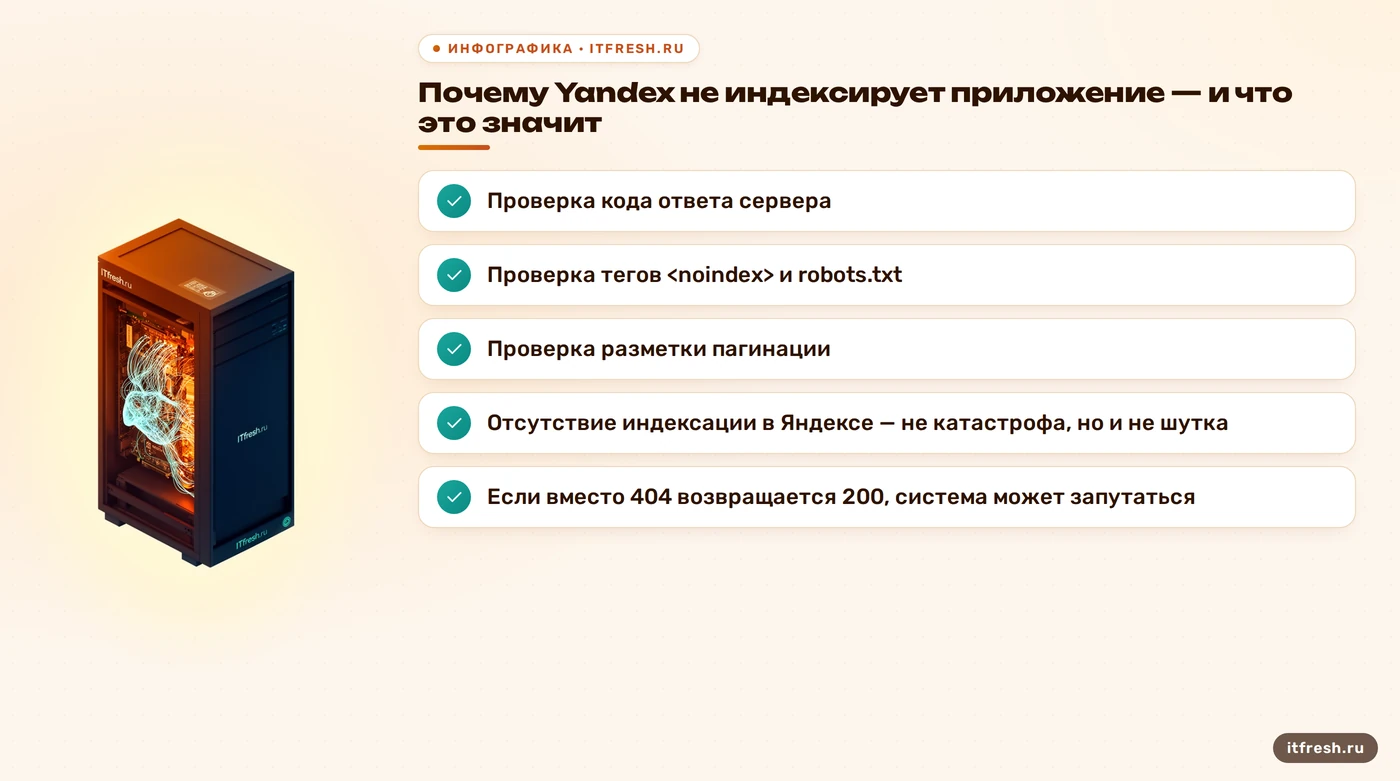 Почему Yandex не индексирует приложение — и что это значит: Проверка кода ответа сервера