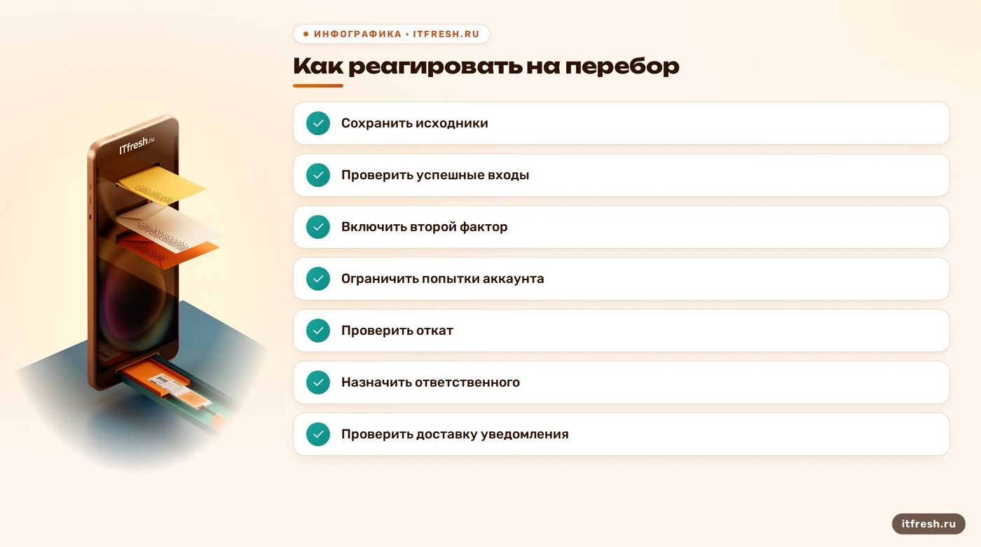 Порядок реакции на перебор паролей и проверки ограничений