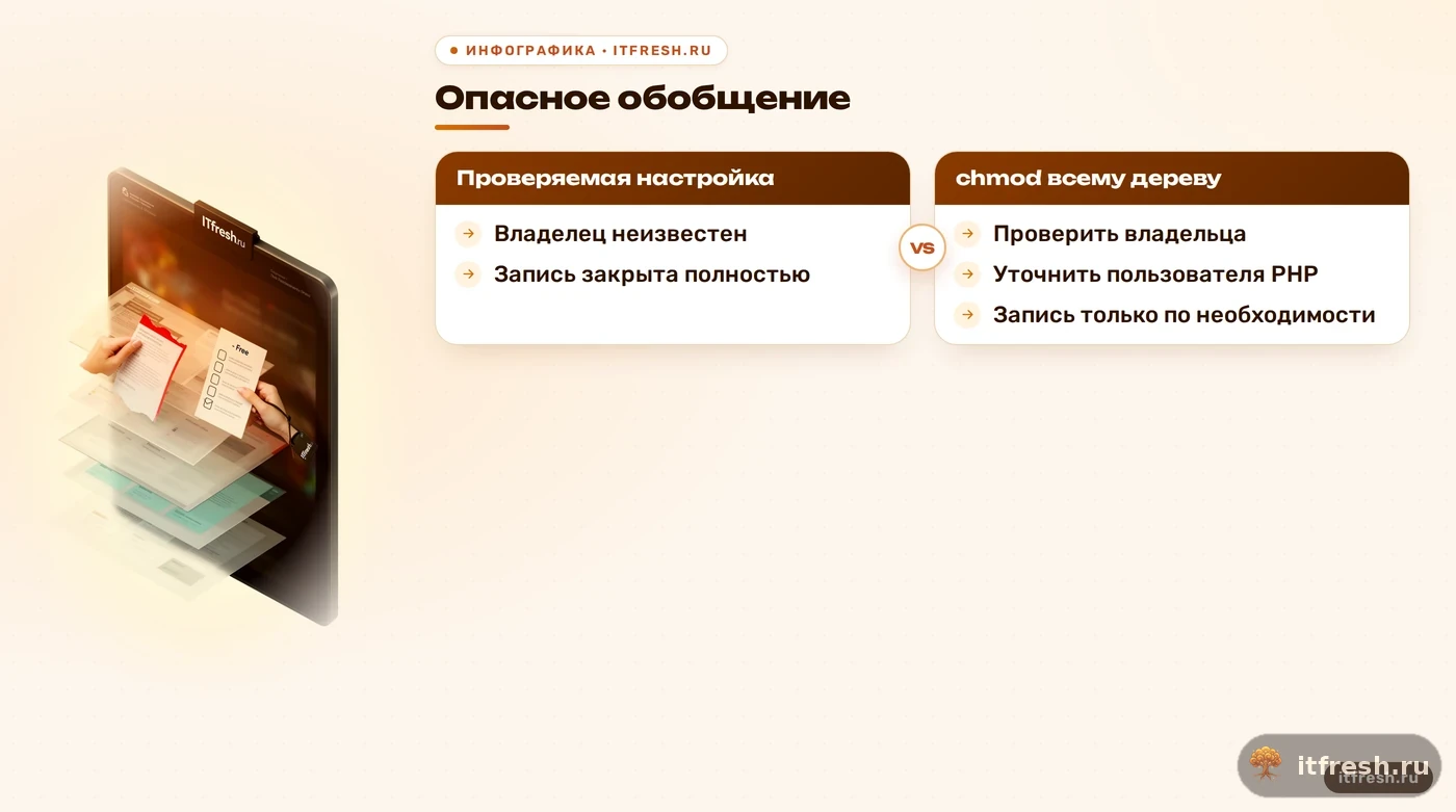 Сравнение опасных общих прав и проверок доступа файлов Битрикс