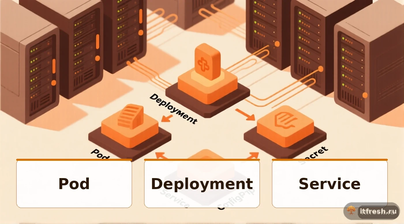 Основные объекты Kubernetes: Pod, Deployment, Service, ConfigMap, Secret