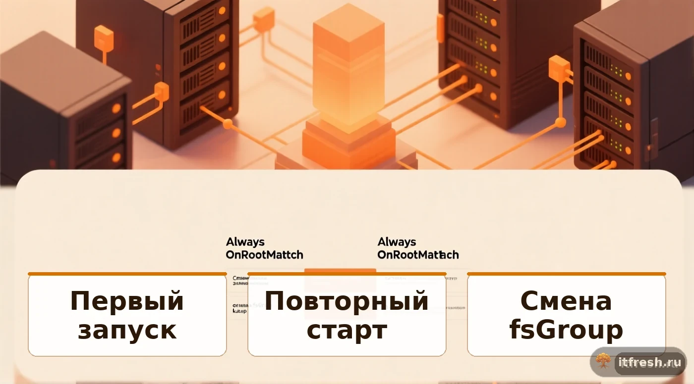 Сравнение политик fsGroupChangePolicy Always и OnRootMismatch в Kubernetes
