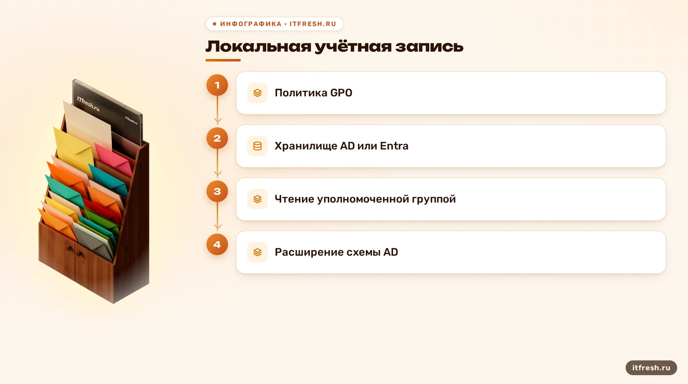 Схема настройки и хранения пароля Windows LAPS