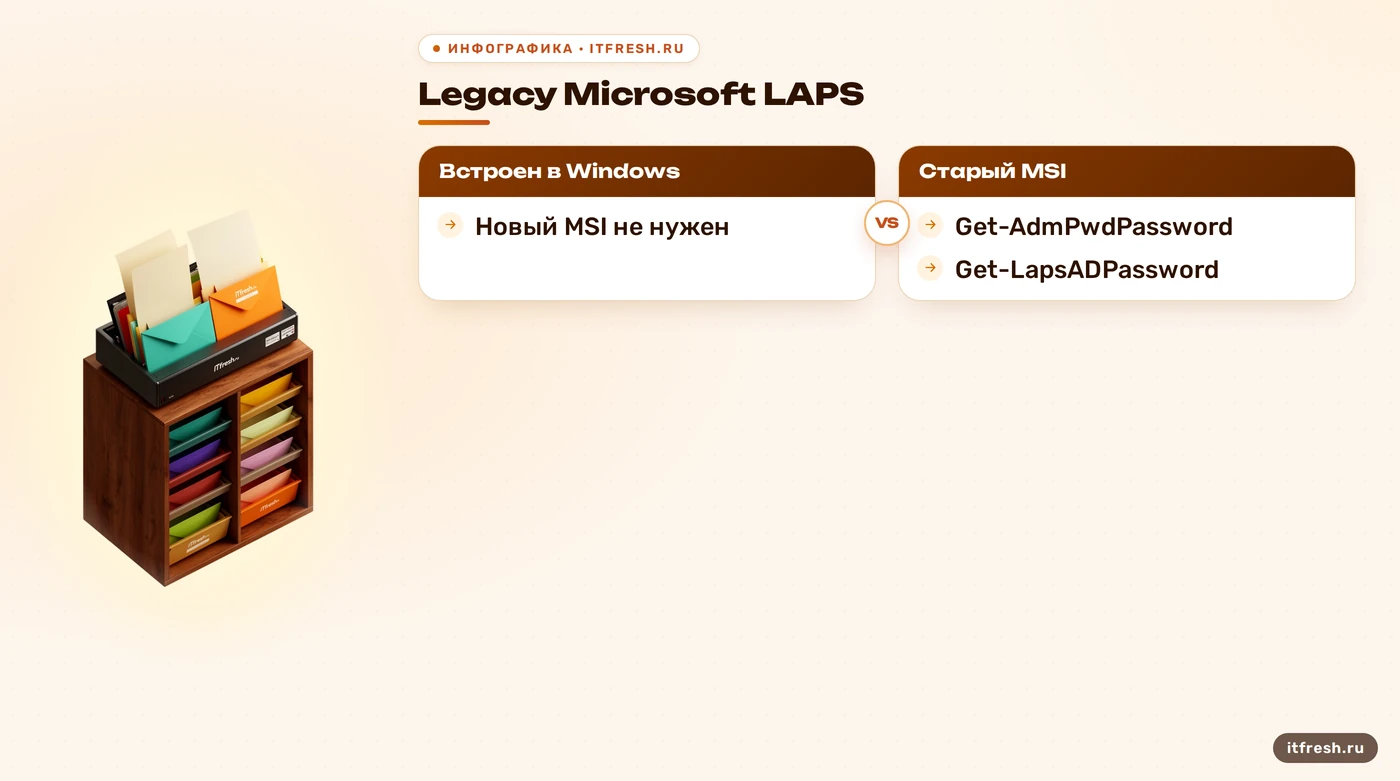 Сравнение legacy LAPS и встроенного Windows LAPS