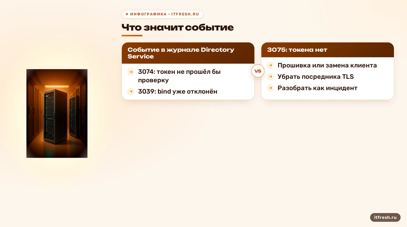Дерево решений по событиям 3075, 3074 и 3039: причина и действие для каждого