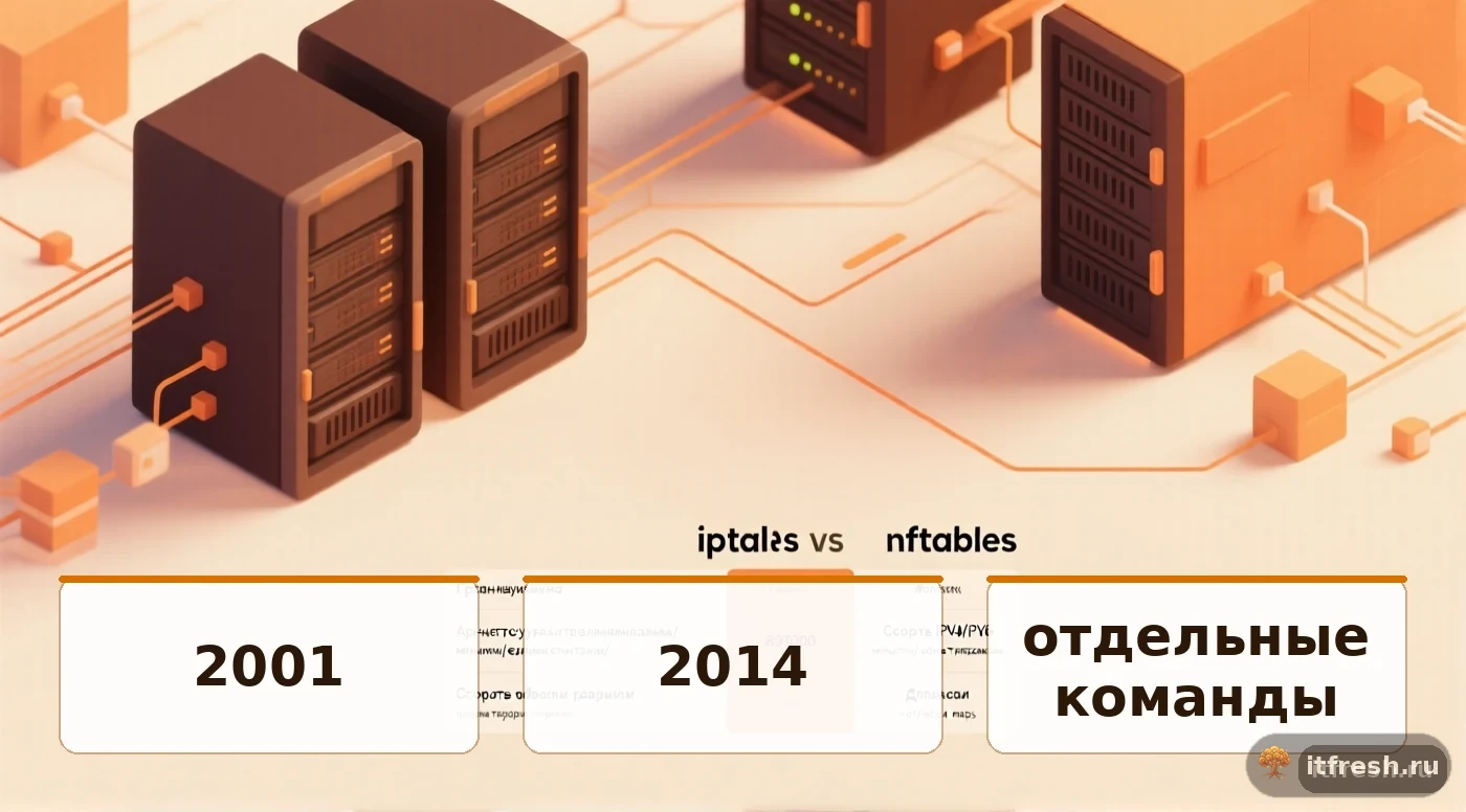 Сравнение iptables и nftables: год выпуска, архитектура, скорость работы с правилами